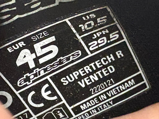 Alpinestars Supertech R Vented Motorcycle Racing Boots – Size 10.5